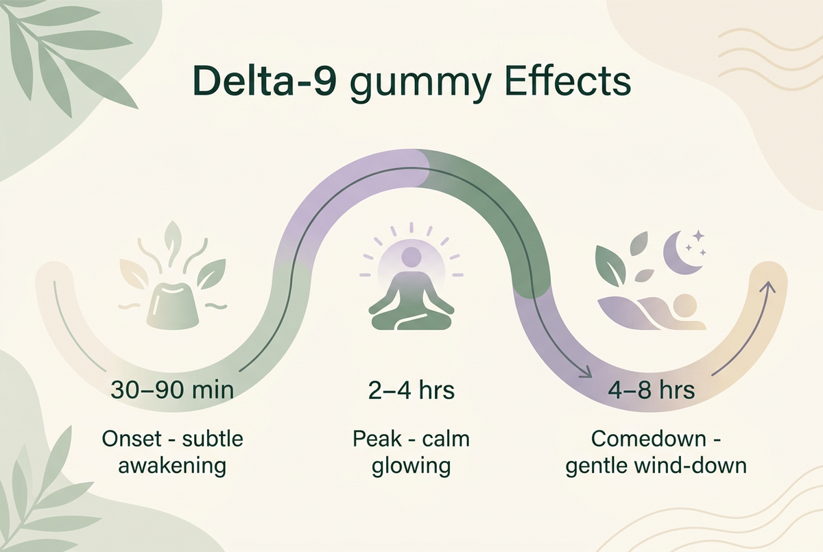 How long do Delta-9 gummies last? Onset, peak and comedown