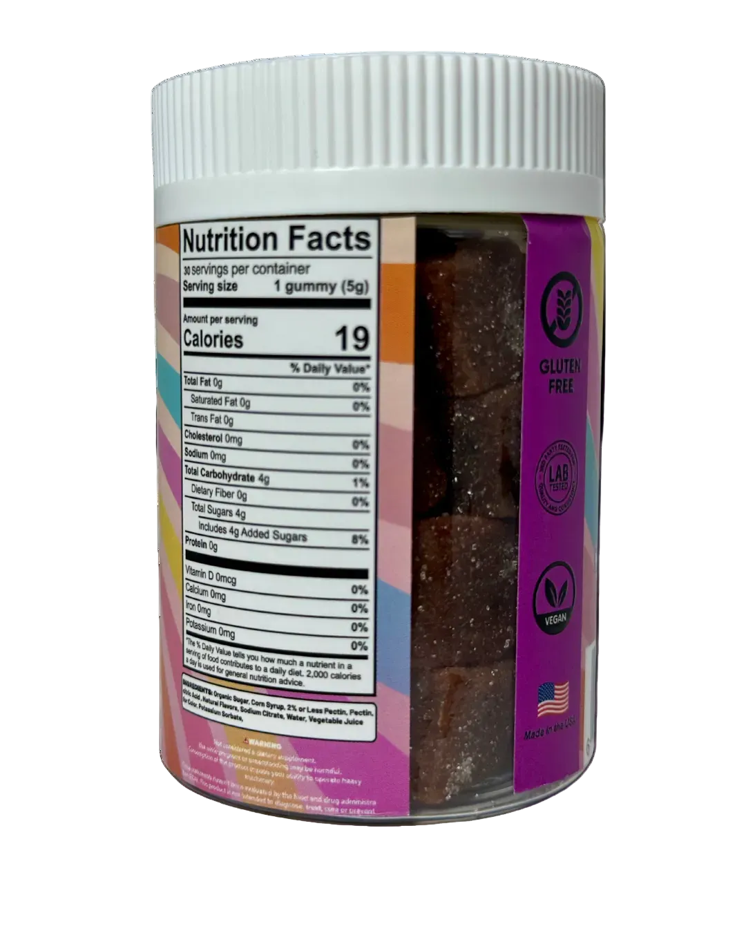 Happy Vibes Sex Gummies for women, vegan plant-based intimacy support in discreet packaging