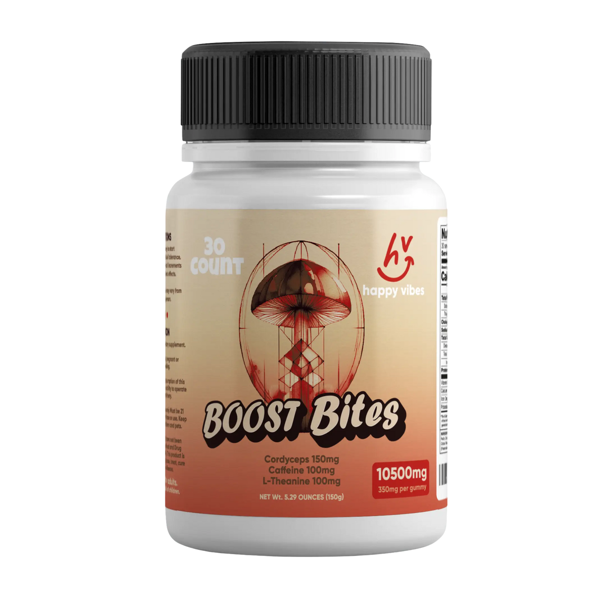 Boost Bites gummy energy supplement with cordyceps, caffeine, and L-theanine for jitter-free focus and sustained energy