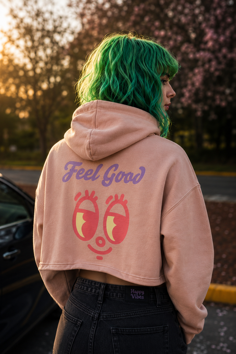 HV Original Hoodie with happy vibes smiley face and open your mind message for positive mindset and comfort