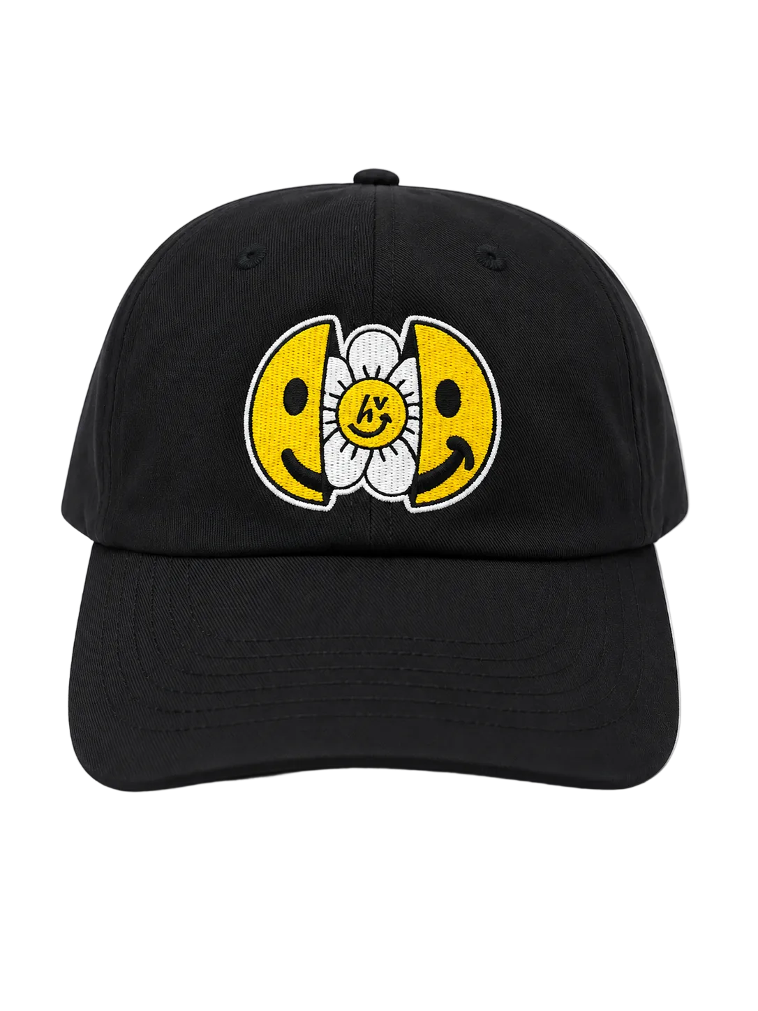 Smile Hat front view with embroidered smiley face on premium fabric
