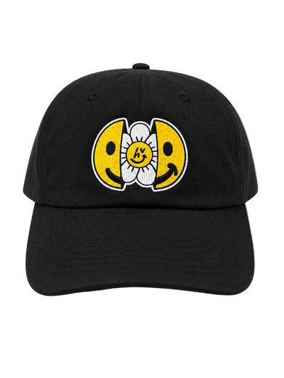 Smile Hat front view with embroidered smiley face on premium fabric