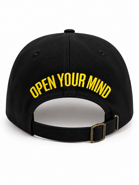 Smile Hat angle view with embroidered smiley face cheerful design