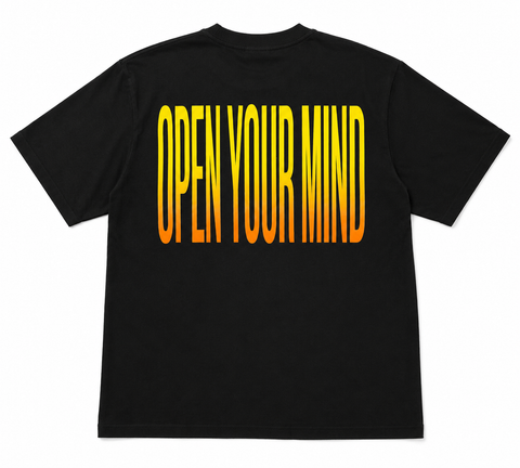Open Your Mind t-shirt with inspirational message on soft breathable cotton fabric
