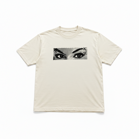 Black Eyes Wide Open t-shirt with eye graphic design promoting mindfulness and bold individuality