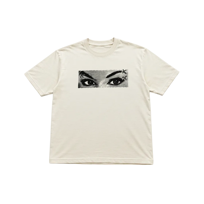 Black Eyes Wide Open t-shirt with eye graphic design promoting mindfulness and bold individuality