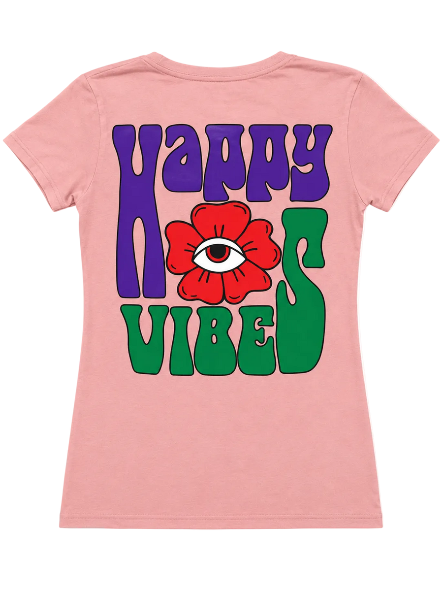 Feel The Vibes T-Shirt with soft fabric and subtle hv smiley design promoting positive energy