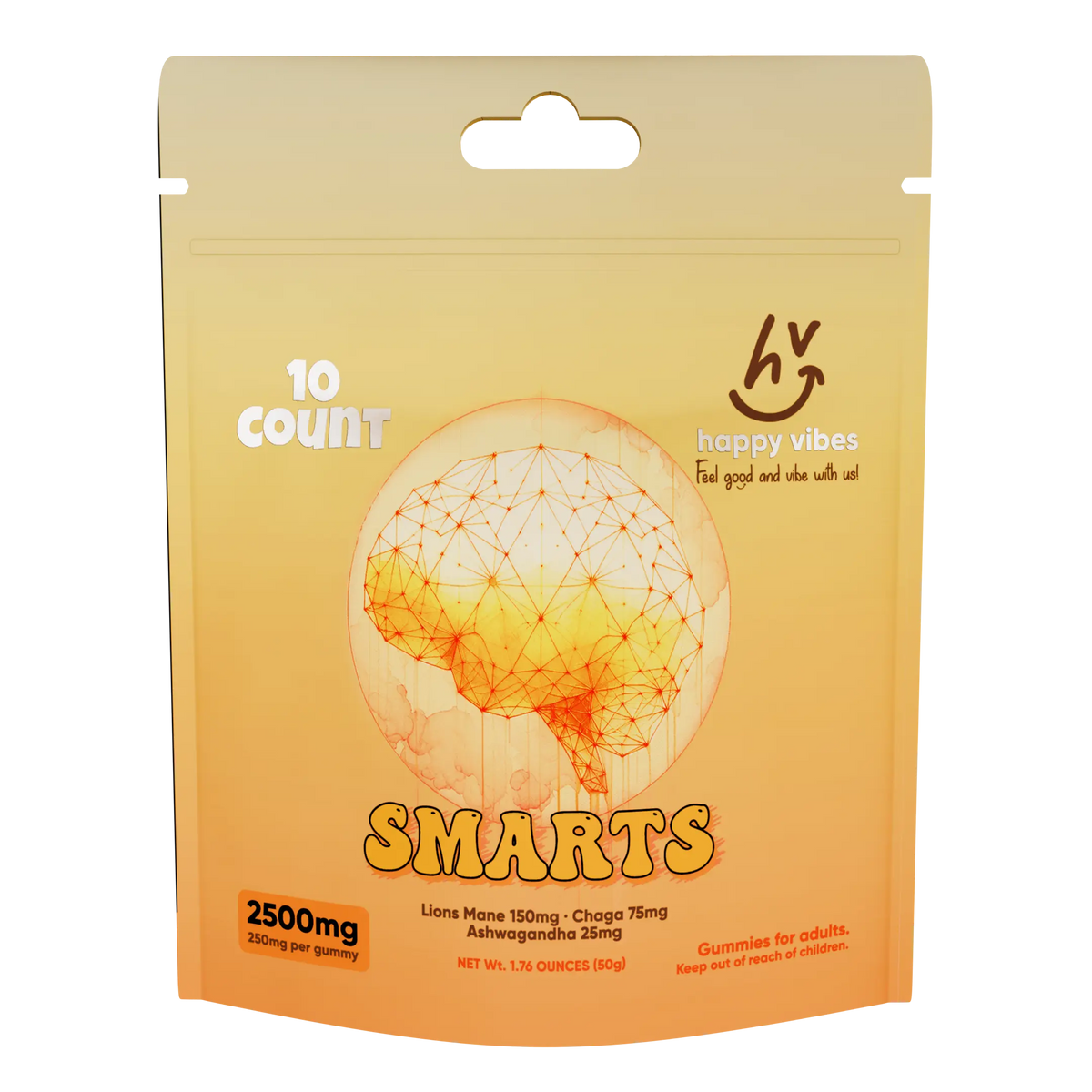 Smarts gummies with lion's mane, chaga, and ashwagandha for mental clarity and calm