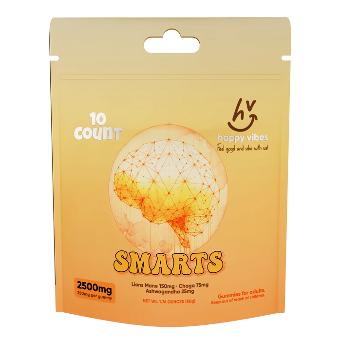 Smarts gummies with lion's mane, chaga, and ashwagandha for mental clarity and calm