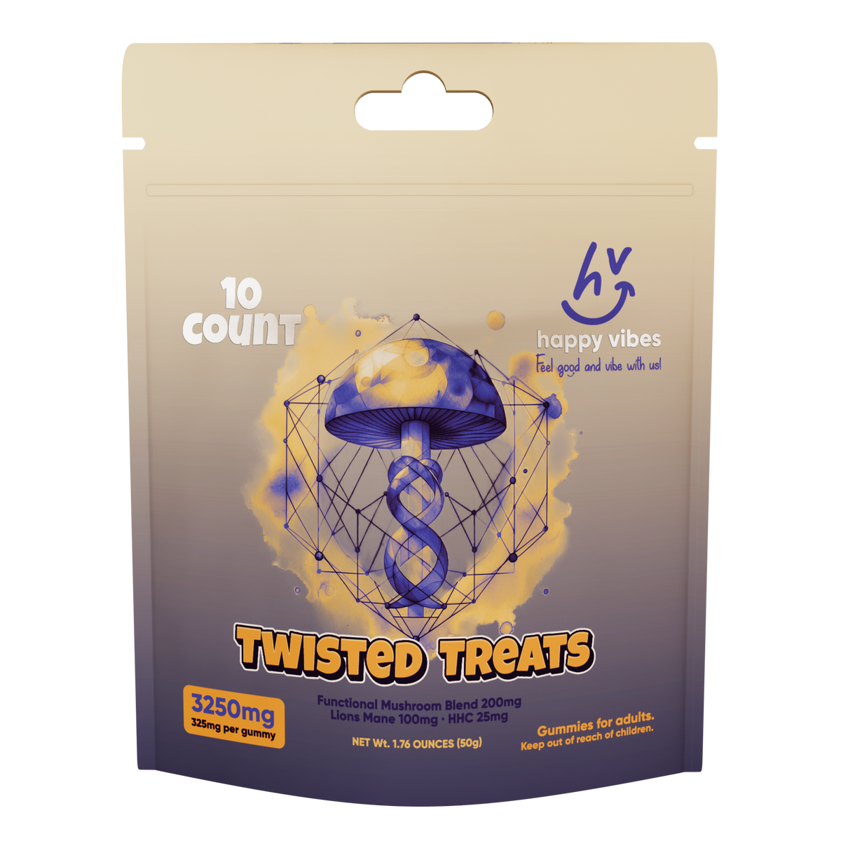Twisted Treats mushroom and HHC gummies for relaxed creative adventure, federally legal hemp
