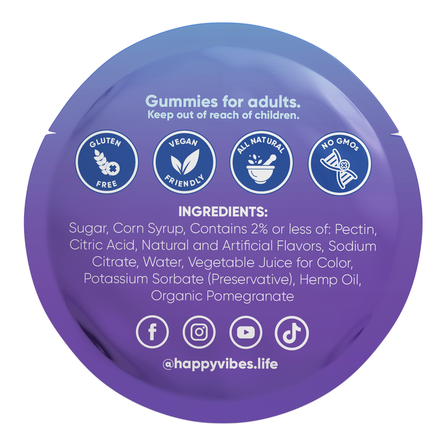 Astral-O hemp gummies with Delta 8, Delta 9, and pomegranate for deep relaxation and balanced calm